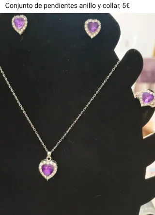 Conjunto joyas: collar, pulsera, pendientes y anil