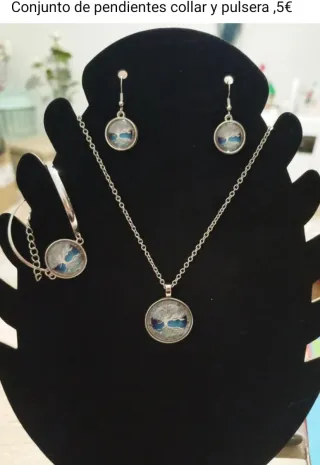 Conjunto joyas: collar, pulsera, pendientes y anil