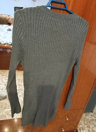 Jersey cárdigan de punto gris oscuro