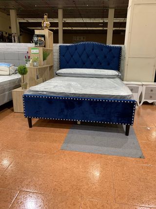 Cama Jessy + Colchón 150cm Azul