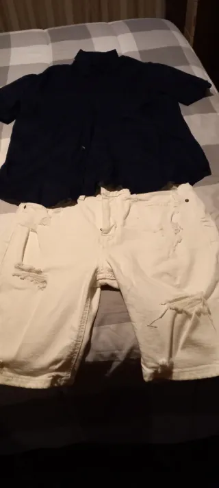 Conjunto Verano Camisa Negra y Pantalón Blanco