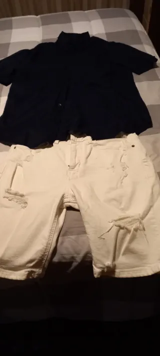Conjunto Verano Camisa Negra y Pantalón Blanco