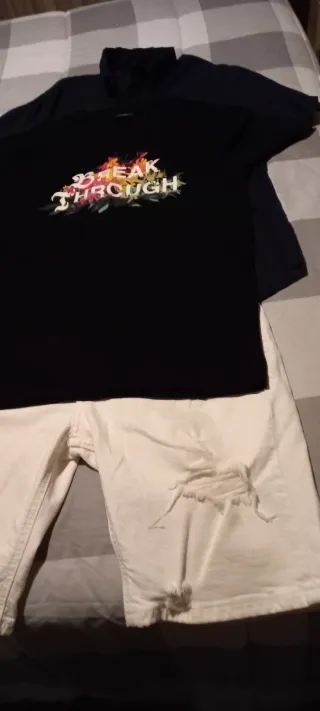 Conjunto Verano Camisa Negra y Pantalón Blanco