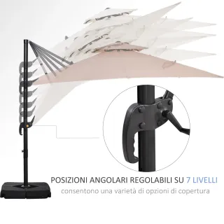 Ombrellone a Sbalzo a Doppia Copertura con Manovel