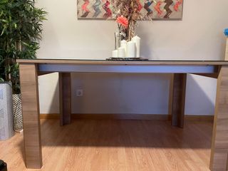Mesa Comedor/Salón Madera (extensible) y Cristal