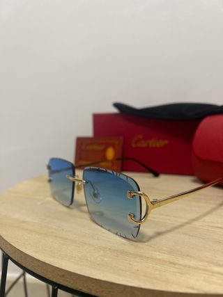 Gafas de sol Cartier Rimless Azul Dorado