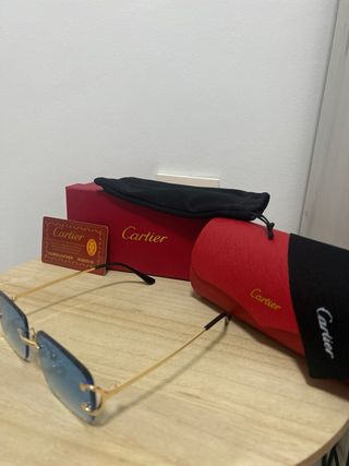 Gafas de sol Cartier Rimless Azul Dorado