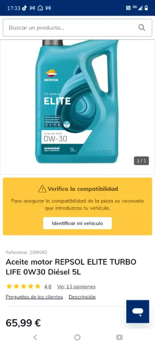 2 Garrafas Aceite Repsol 5L