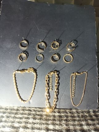 Colgante baño oro corazón rosa circonita+ Bisuterí