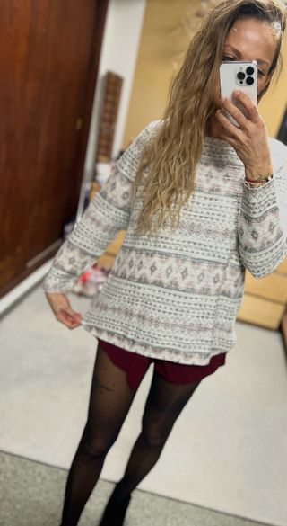 Jersey H&M étnico + shorts burdeos Talla M/L