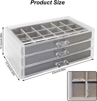 Vitrina de roca, 3 cajones, caja de colección de r