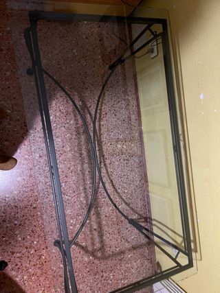 Mesa de centro hierro forjado y cristal