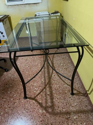 Mesa de centro hierro forjado y cristal