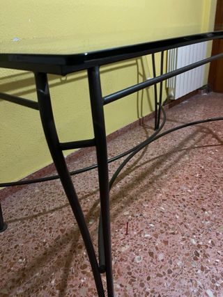 Mesa de centro hierro forjado y cristal