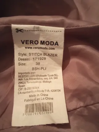 Chaqueta pana rosa entallada forrada raso