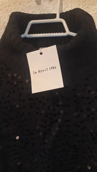 Jersey IN APRIL 1986, lentejuelas mujer negro