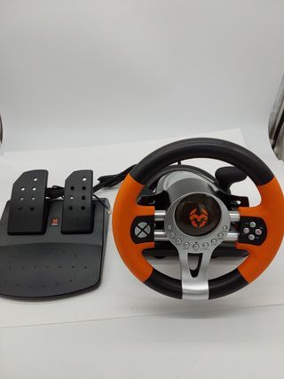 KROM K-Driver, Volante Gaming con Pedales y Vibración, Compatible con PC, PS3, PS4 y Xbox One, con Palanca de Cambios, Levas y 1