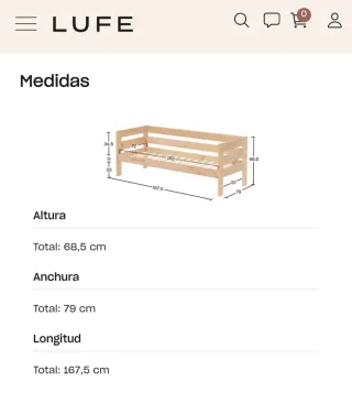 Cama infantil madera LUFE 160x70