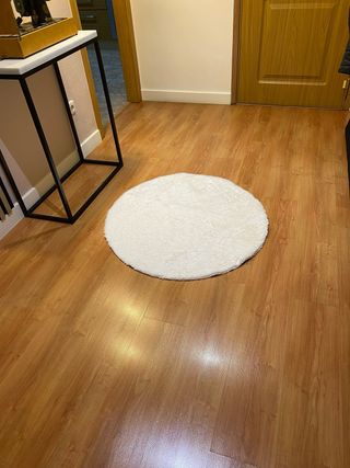 Alfombra redonda pelo suave blanco
