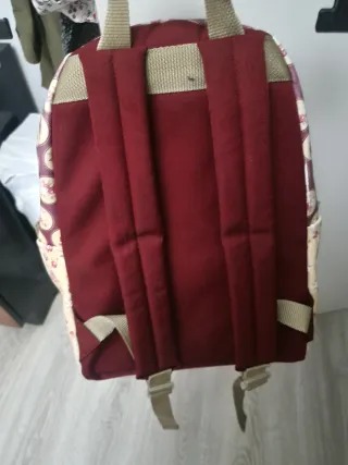 Mochila floral beige y rosa