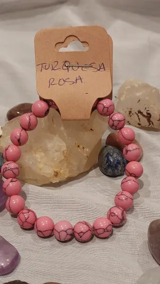 Pulsera Turquesa Rosa Piedra 8mm