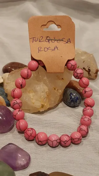 Pulsera Turquesa Rosa Piedra 8mm