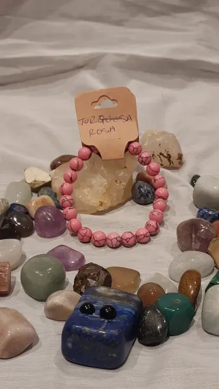 Pulsera Turquesa Rosa Piedra 8mm