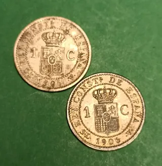 2 Monedas 1 Céntimo España 1906
