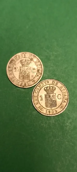 2 Monedas 1 Céntimo España 1906