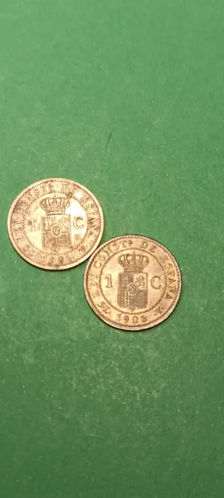 2 Monedas 1 Céntimo España 1906