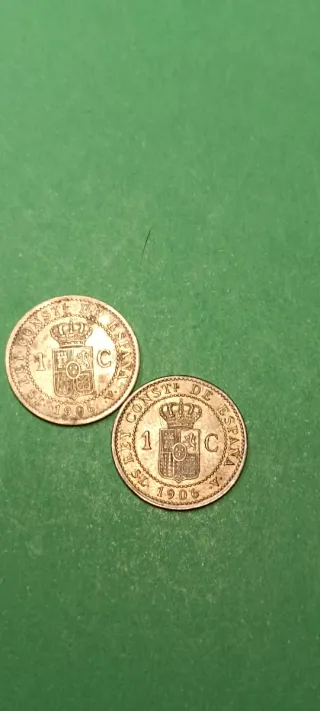 2 Monedas 1 Céntimo España 1906
