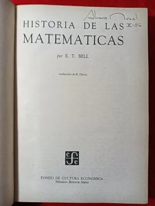 HISTORIA DE LAS MATEMÁTICAS , BELL ,1ª EDICIÓN