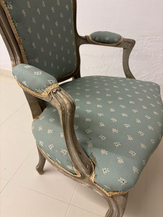 Silla Vintage Tapizada Tela y Madera