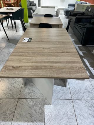 Mesa extensible plegable madera y blanco