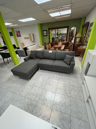 Sofá Chaise Longue Gris Tela