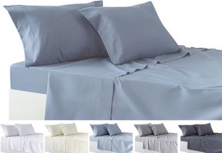 Todocama - Set di lenzuola in microfibra 4 pezzi - Grigio azzurro