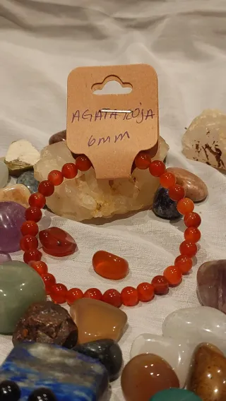 Pulsera Ágata Roja Natural 6mm