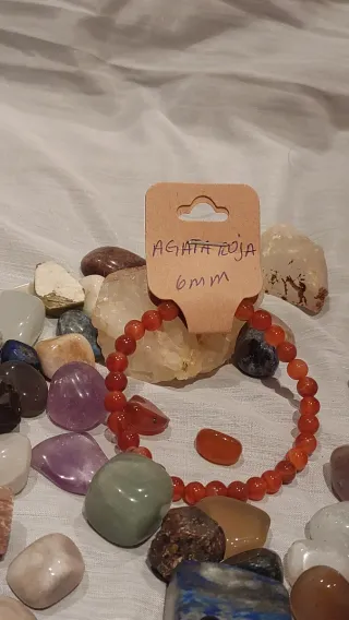Pulsera Ágata Roja Natural 6mm