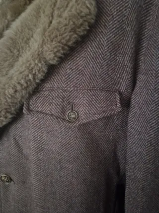 Chaqueta Abrigo Corto Hombre Marrón Espiga