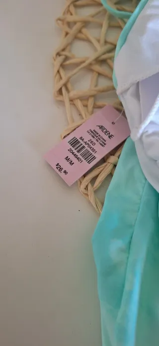 Bañador mujer turquesa y blanco M