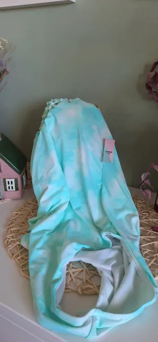 Bañador mujer turquesa y blanco M