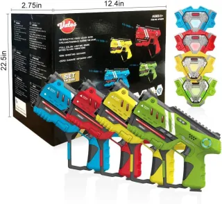 Laser tag 4 pistolas y chalecos juguete