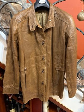 Giacca donna vera pelle color tabacco anni 90
