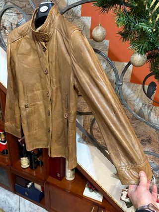 Giacca donna vera pelle color tabacco anni 90
