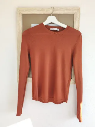 Camiseta Zara manga larga teja