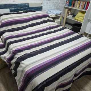 Juego funda nórdica rayas beige y morado