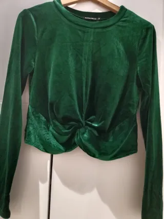Top terciopelo verde mujer talla S
