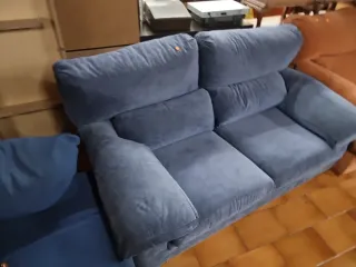 Sofá 2 plazas azul de tela