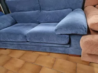Sofá 2 plazas azul de tela