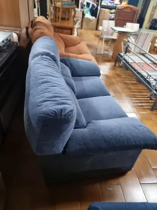 Sofá 2 plazas azul de tela